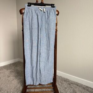 J.Crew Crewcuts Girls 14 100% Linen Pants Blue Drawstring | Fits Women XS Petite